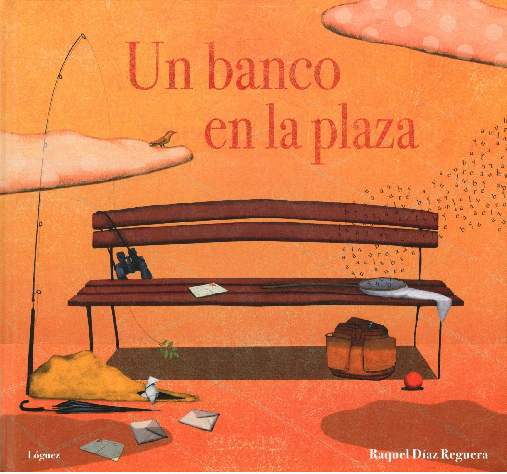 un banco En La Plaza (Rosa y manzana)